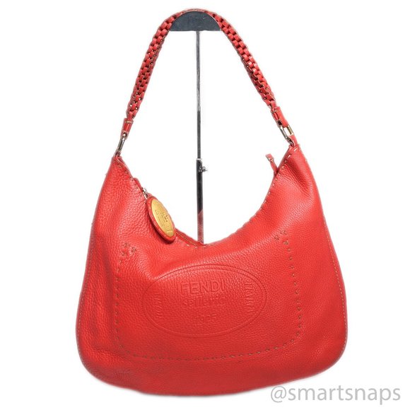 Fendi Handbags - Authentic FENDI Red leather Hobo Shoulder Bag